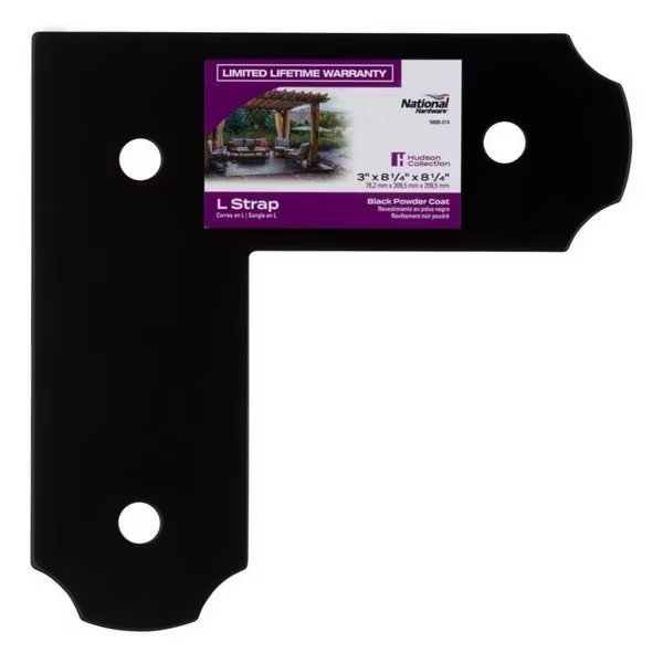 Hartley 3 in. H X 8.25 in. W X .8.25 in. L Storm Shine Steel L Strap, National Hardware, Mfr#: N800-014